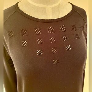 Black Long Sleeve Top with Mesh Accents